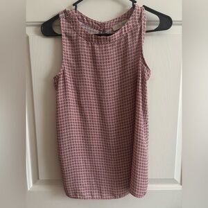 LOFT Sleeveless Pink Dot-Pattern Sleeveless Blouse